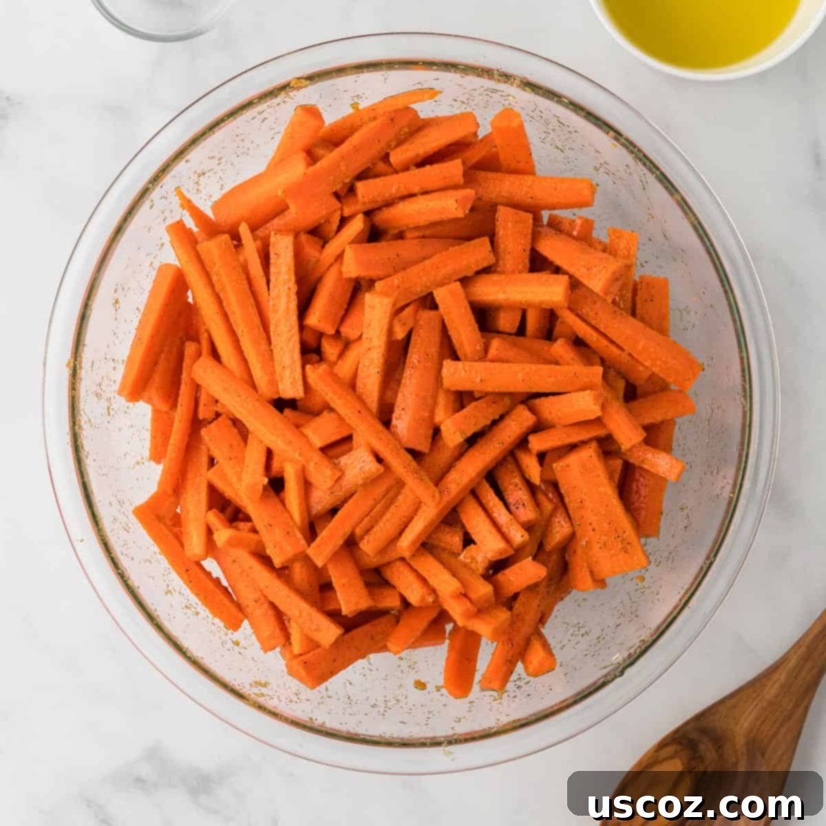 The Ultimate Roasted Carrots 7 carrots mixed with spices and olive oil