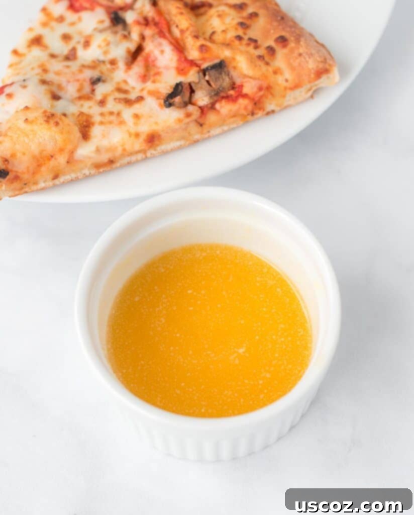 Flavorful Garlic Dip 3 Homemade garlic dipping sauce in a white ramekin, ready for serving