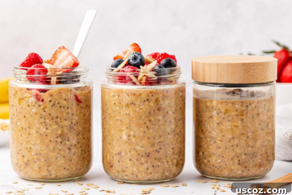 Power-Packed Overnight Oats 2 protein overnight oats topped with berries and almonds