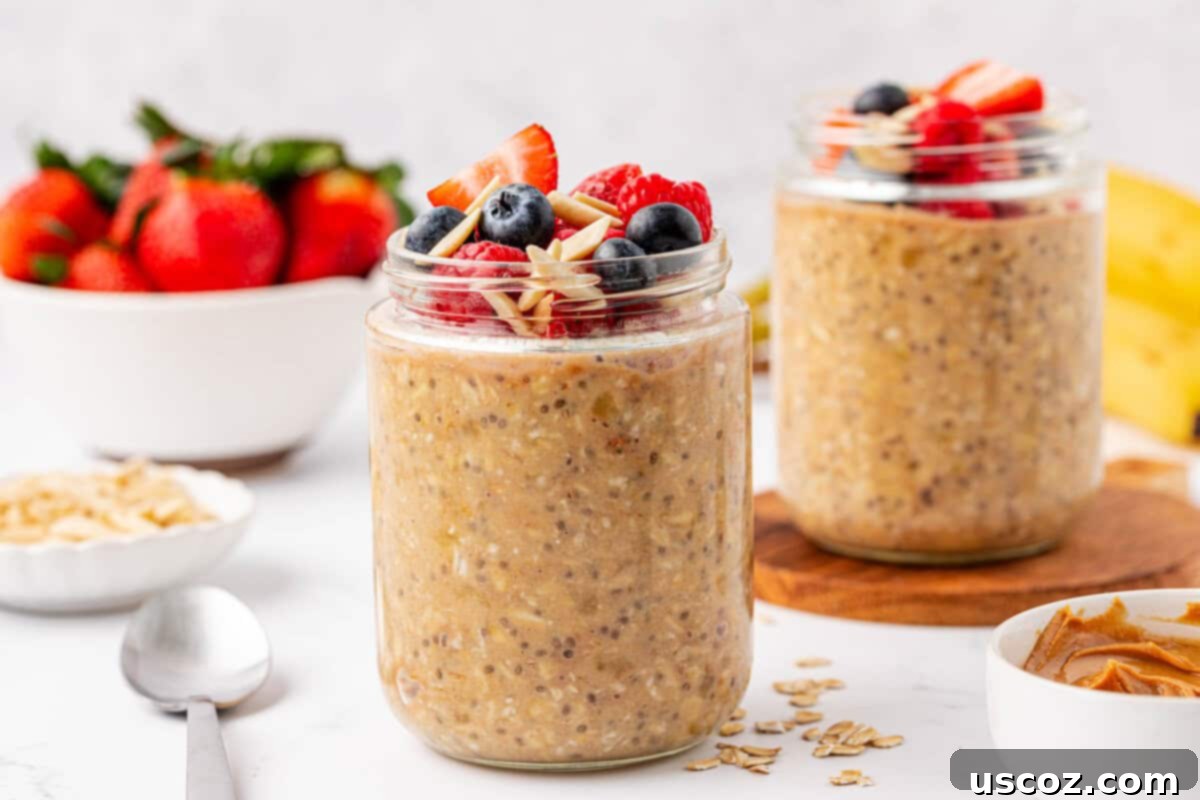 Power-Packed Overnight Oats 18 protein overnight oats topped with berries and almonds