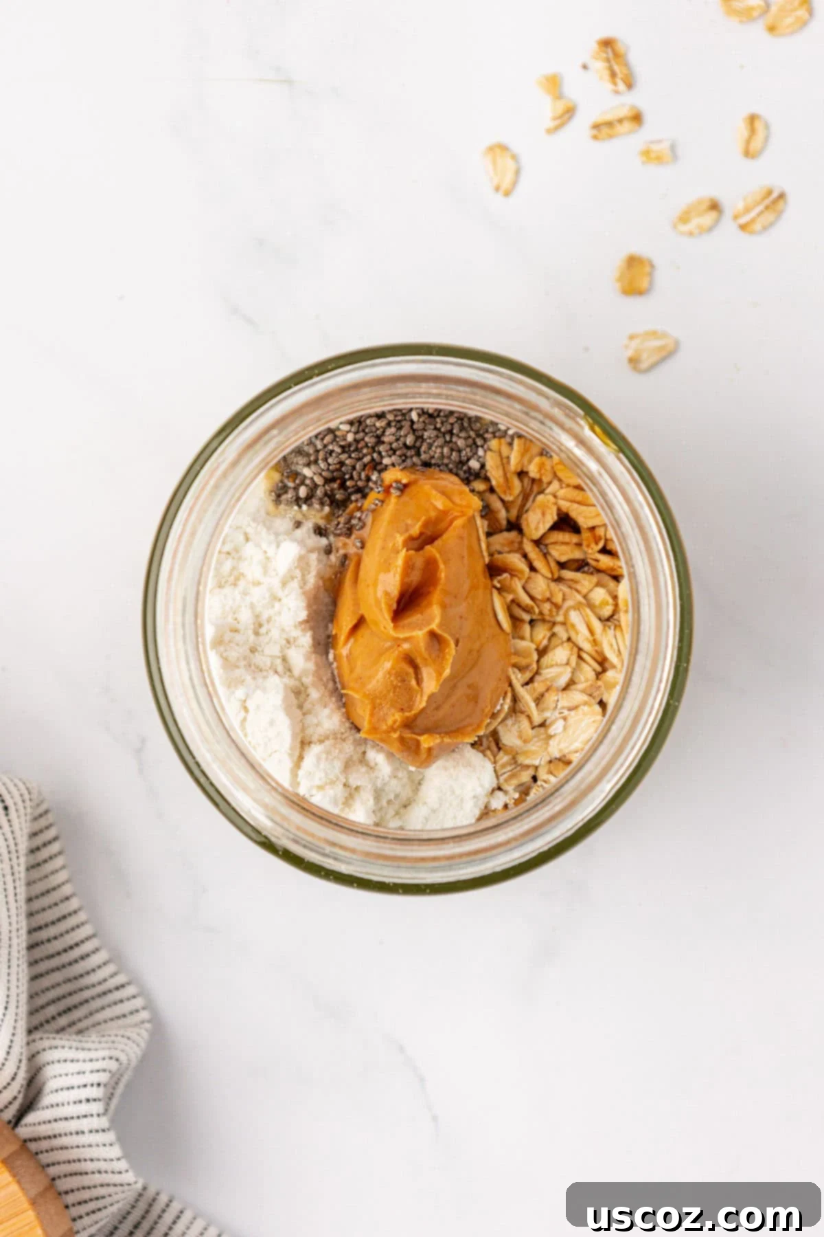 Power-Packed Overnight Oats 9 overnight oat ingredients in a jar