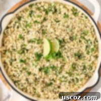 Zesty Cilantro Lime Cauliflower Rice 14 cilantro lime cauliflower rice in a skillet