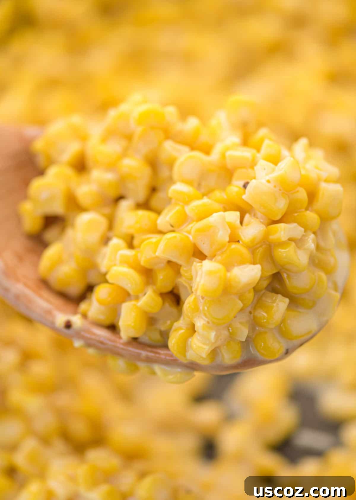 Sweet and Buttery Skillet Corn 6 honey butter corn on a spoon