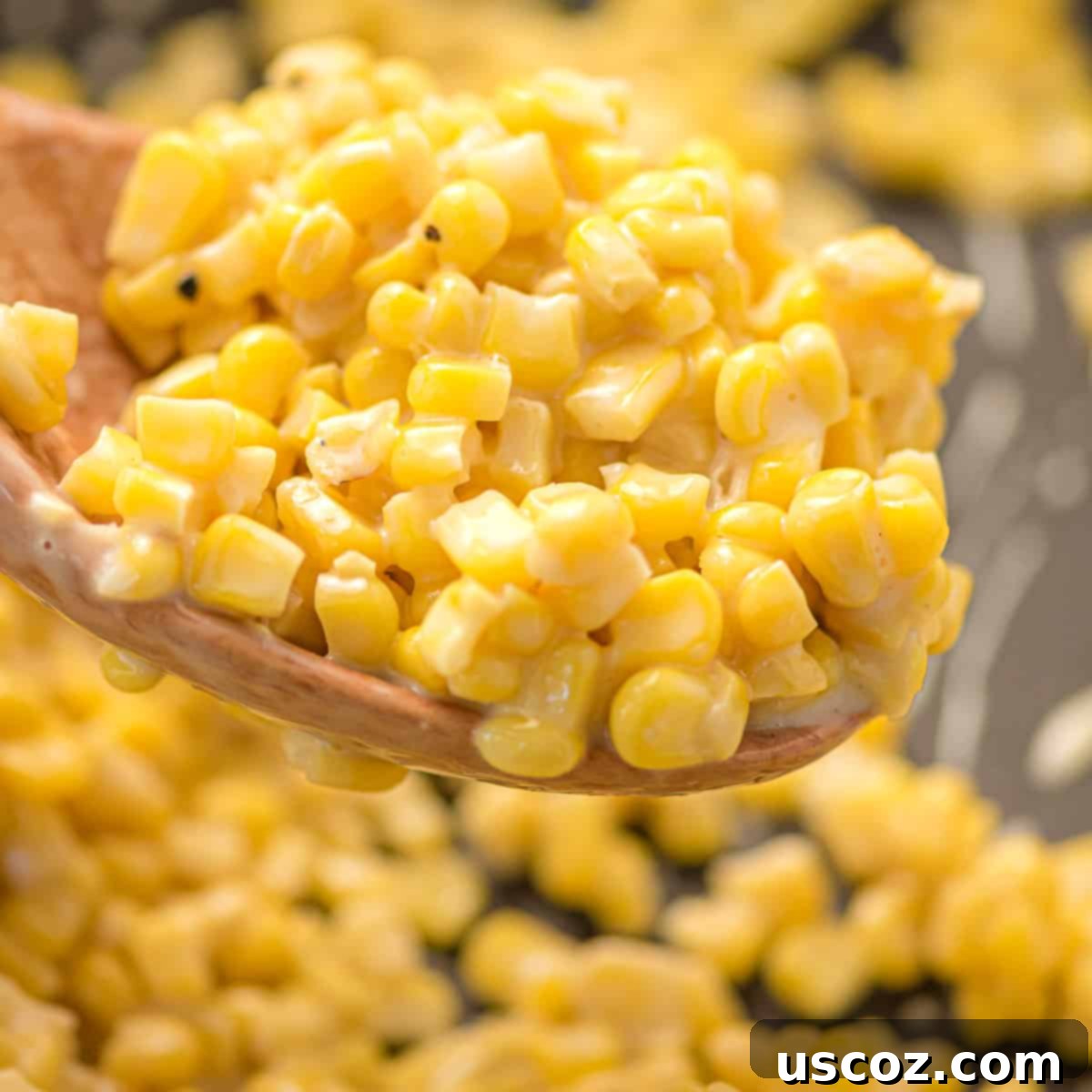 Sweet and Buttery Skillet Corn 7 honey butter corn on a spoon