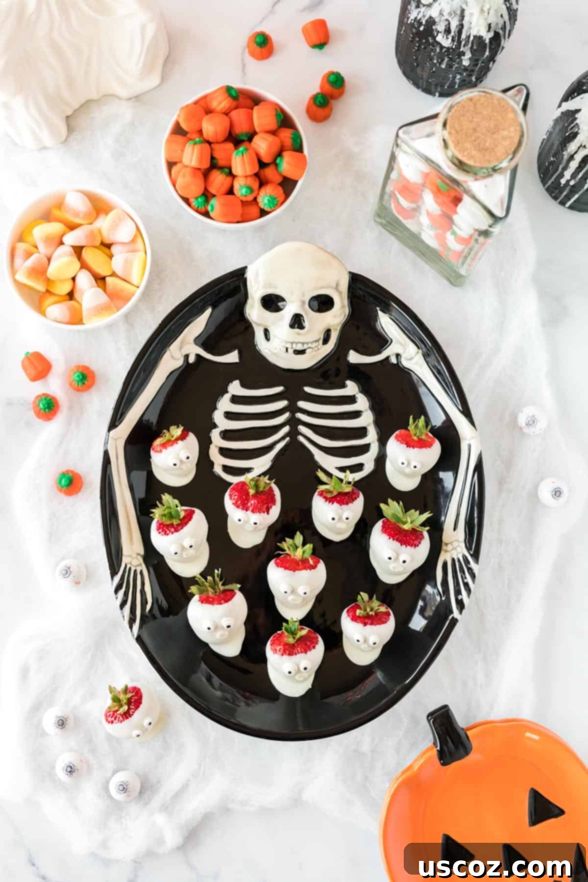 Strawberry Whispers 11 skeleton tray with strawberry ghosts on it