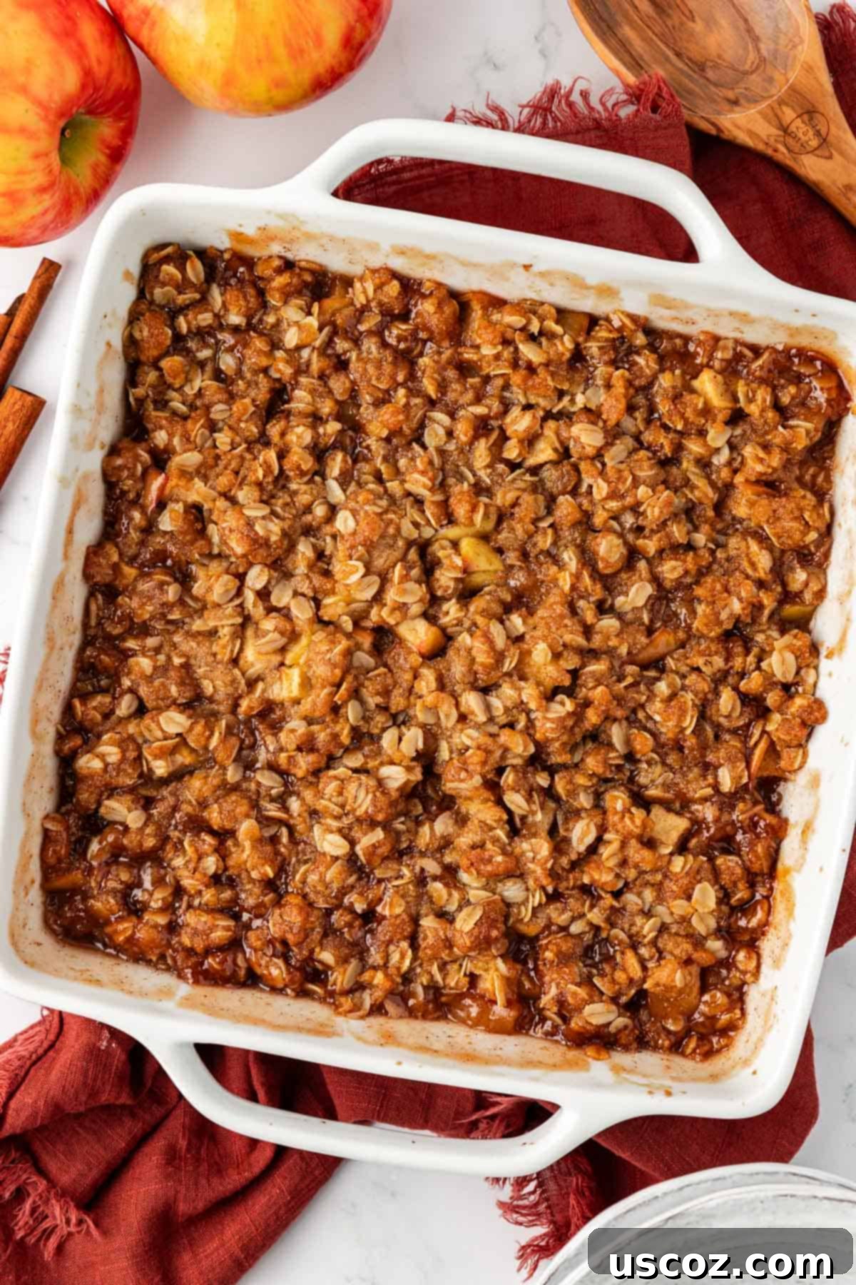 Comforting Vegan Apple Crisp 14 vegan apple crisp in a baking dish