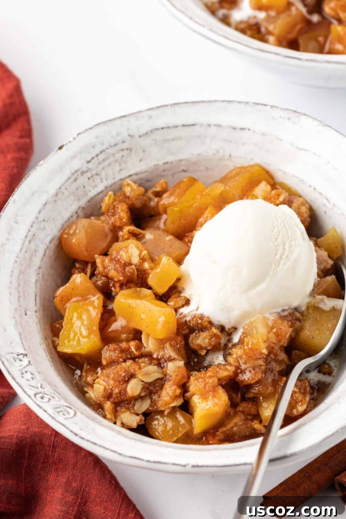 Comforting Vegan Apple Crisp 17 vegan apple crisp topped with a scoop of ice cream