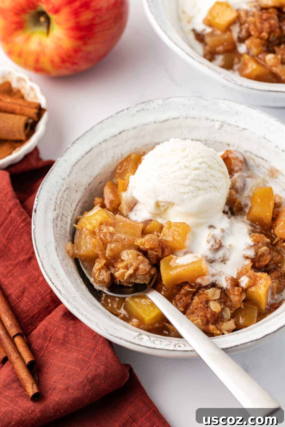 Comforting Vegan Apple Crisp 19 vegan apple crisp topped with a scoop of ice cream