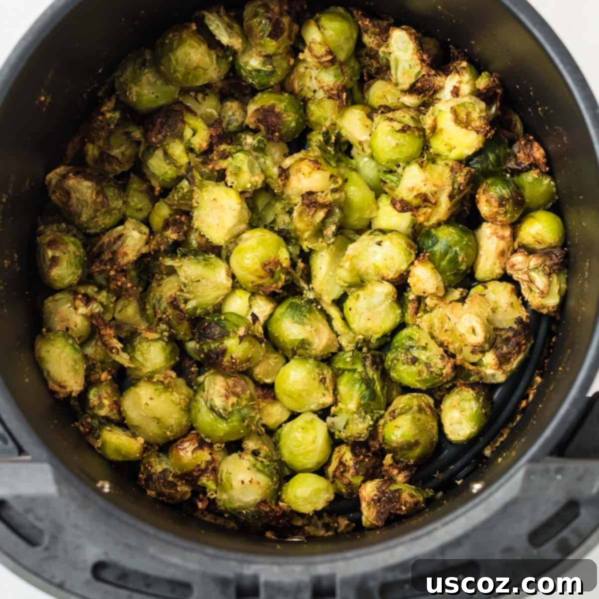 Freezer to Fork Air Fried Brussels Sprouts 7 roasted frozen brussel sprouts in the air fryer
