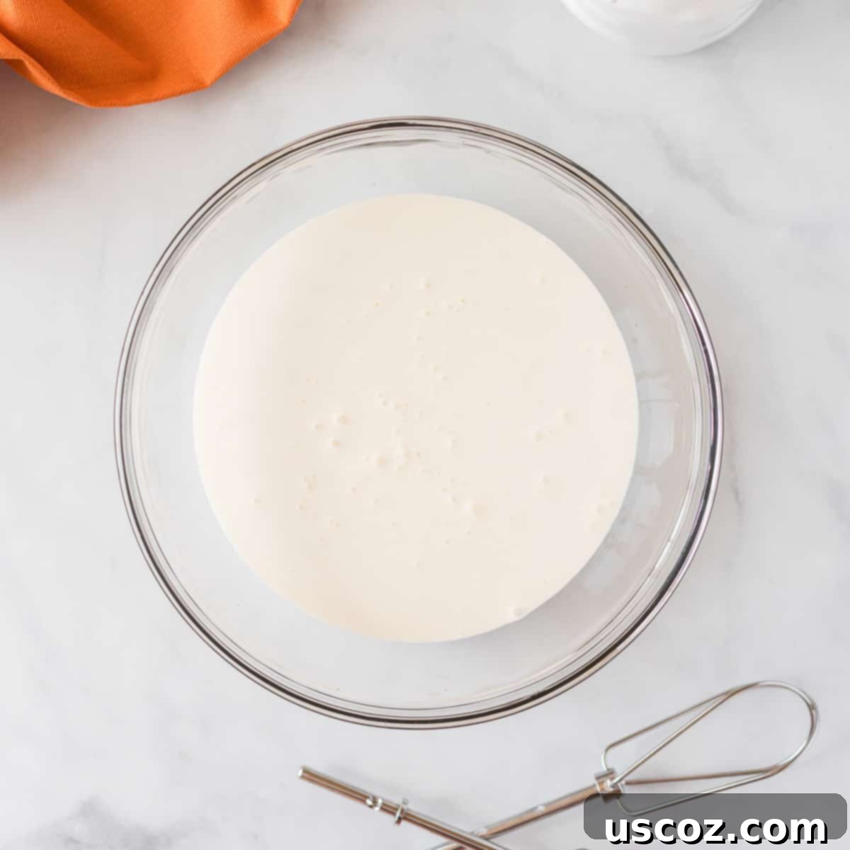 Creamy Pumpkin Delight 5 heavy cream in a mixing bowl