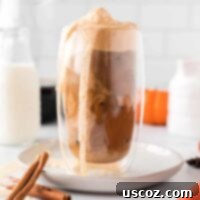 Spiced Pumpkin Cold Brew 12 pumpkin cold brew coffee with a festive fall leaf