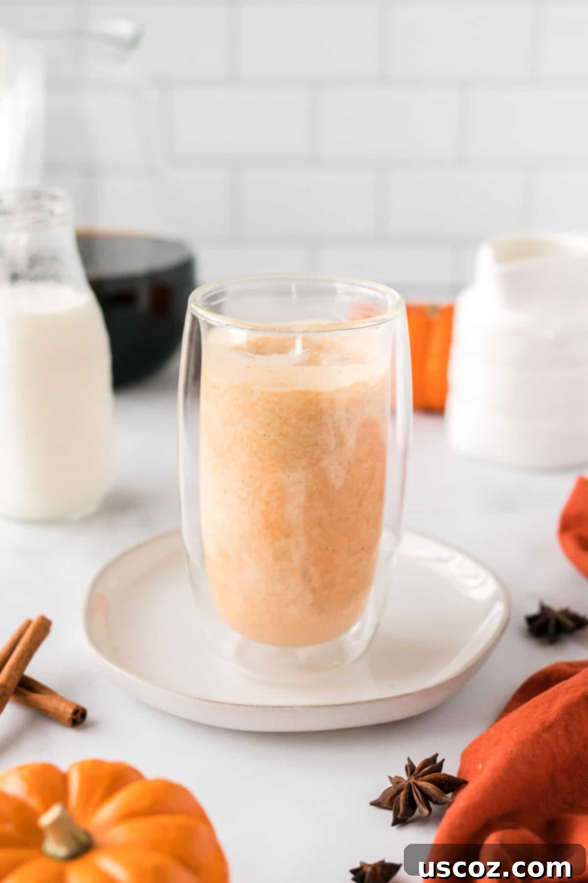 Spiced Pumpkin Cold Brew 6 Pumpkin cream cold foam in a mason jar, ready for storage