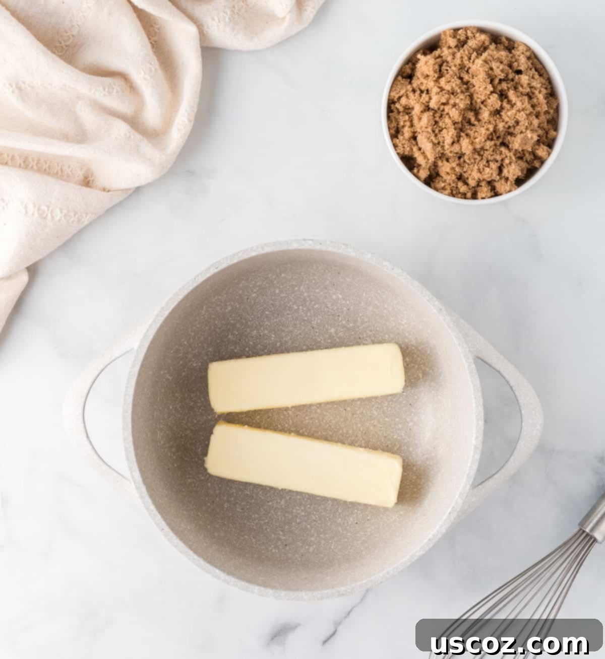 Golden Graham Toffee 6 sticks of butter and brown sugar in a saucepan