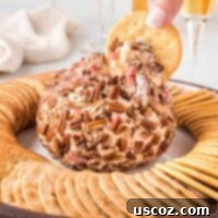 Classic Pimento Cheese Ball 17 cracker dipping into a cheese ball