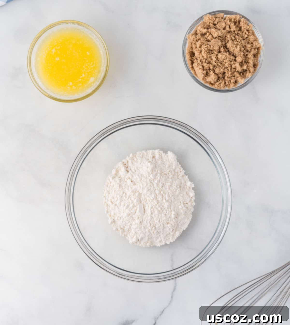 Effortless Cake Mix Blueberry Muffins 11 Ingredients for streusel: flour, brown sugar, and melted butter