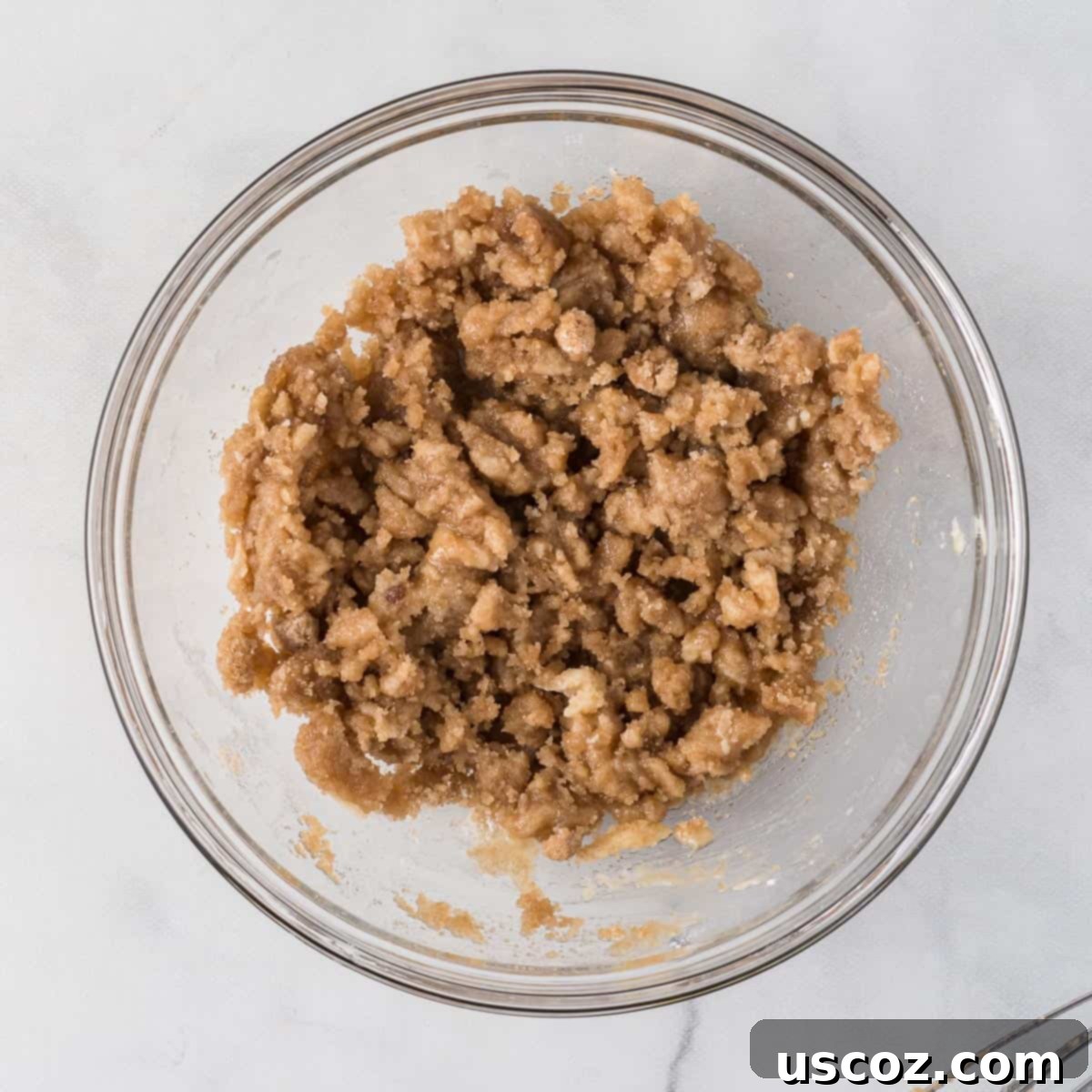 Effortless Cake Mix Blueberry Muffins 12 Streusel topping mixture combined and ready for use