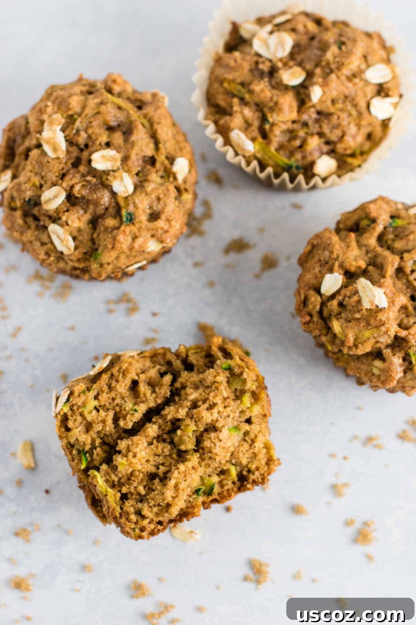 Brown Sugar Healthy Zucchini Bread Muffins recipe - melt in your mouth good! Perfect for using up all that zucchini! #zucchinibreadmuffins #healthy #healthymuffins #breakfast #vegetarian #healthybreakfast