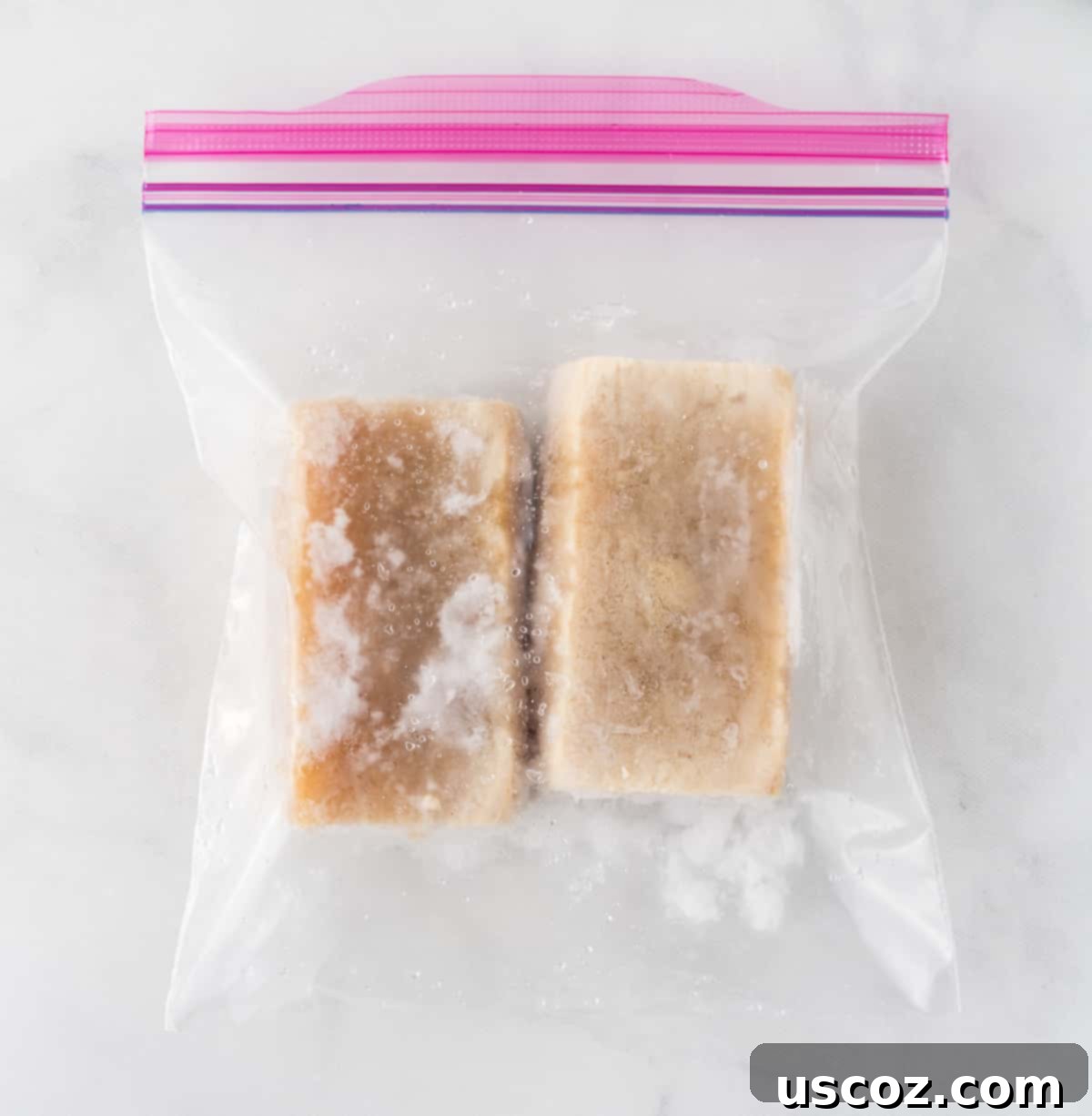 Savory Tofu Wraps 5 frozen tofu in a ziploc bag