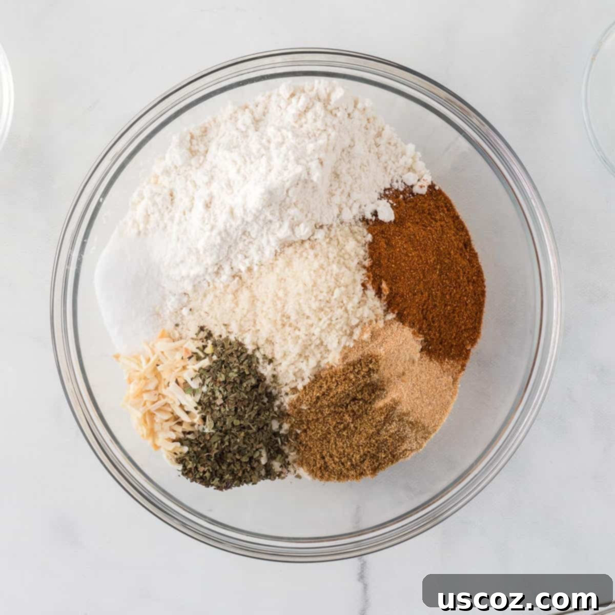Savory Tofu Wraps 10 ingredients for the breading in a bowl