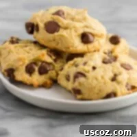 Apple-Kissed Chocolate Chip Cookies 7 chocolate chip cookies on a plate