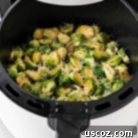 Crispy Air Fryer Brussels Sprouts 13 crispy brussels sprouts in the air fryer basket