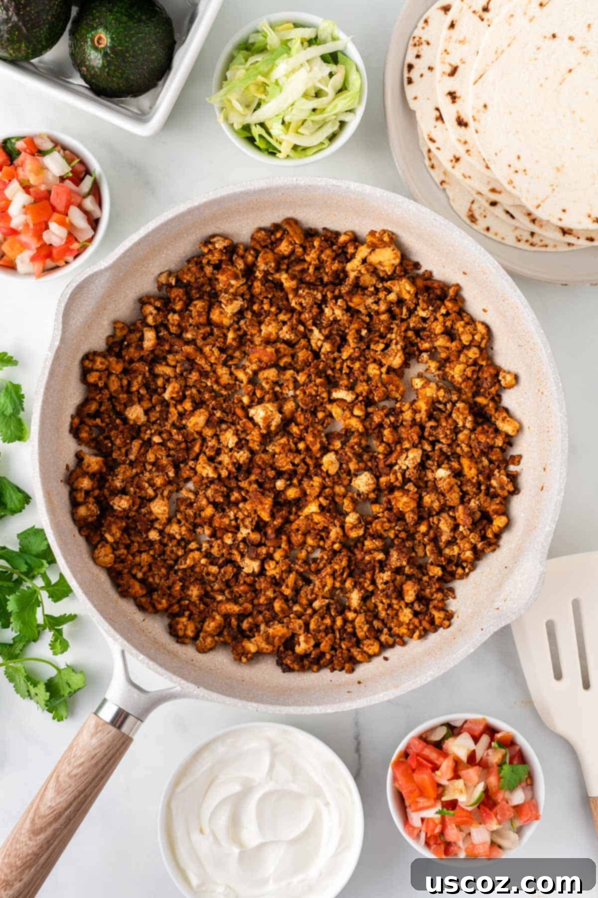 Zesty Tofu Tacos 7 tofu taco meat i na skillet
