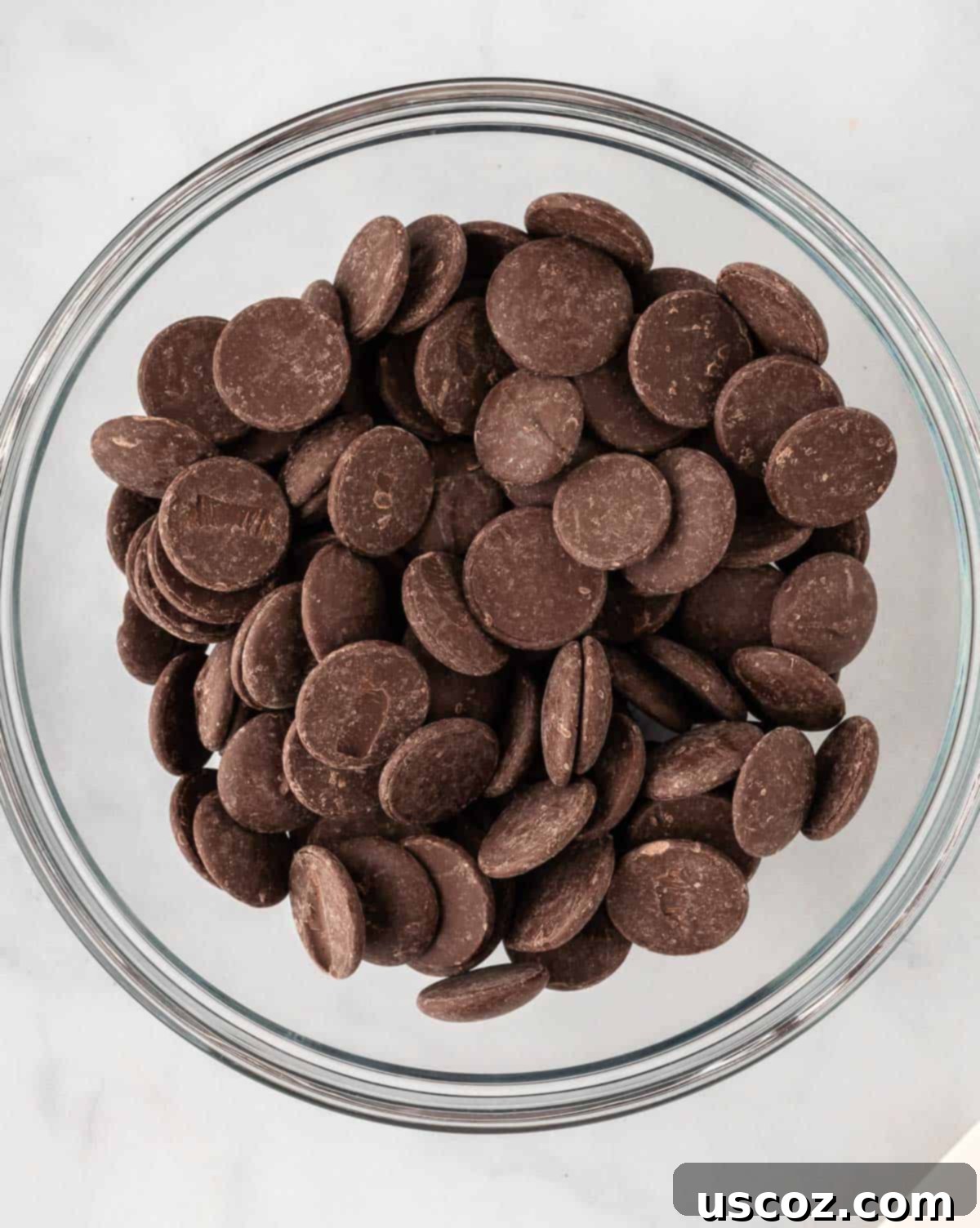 Spooky Oreo Truffles 10 Unmelted dark chocolate wafers in a bowl
