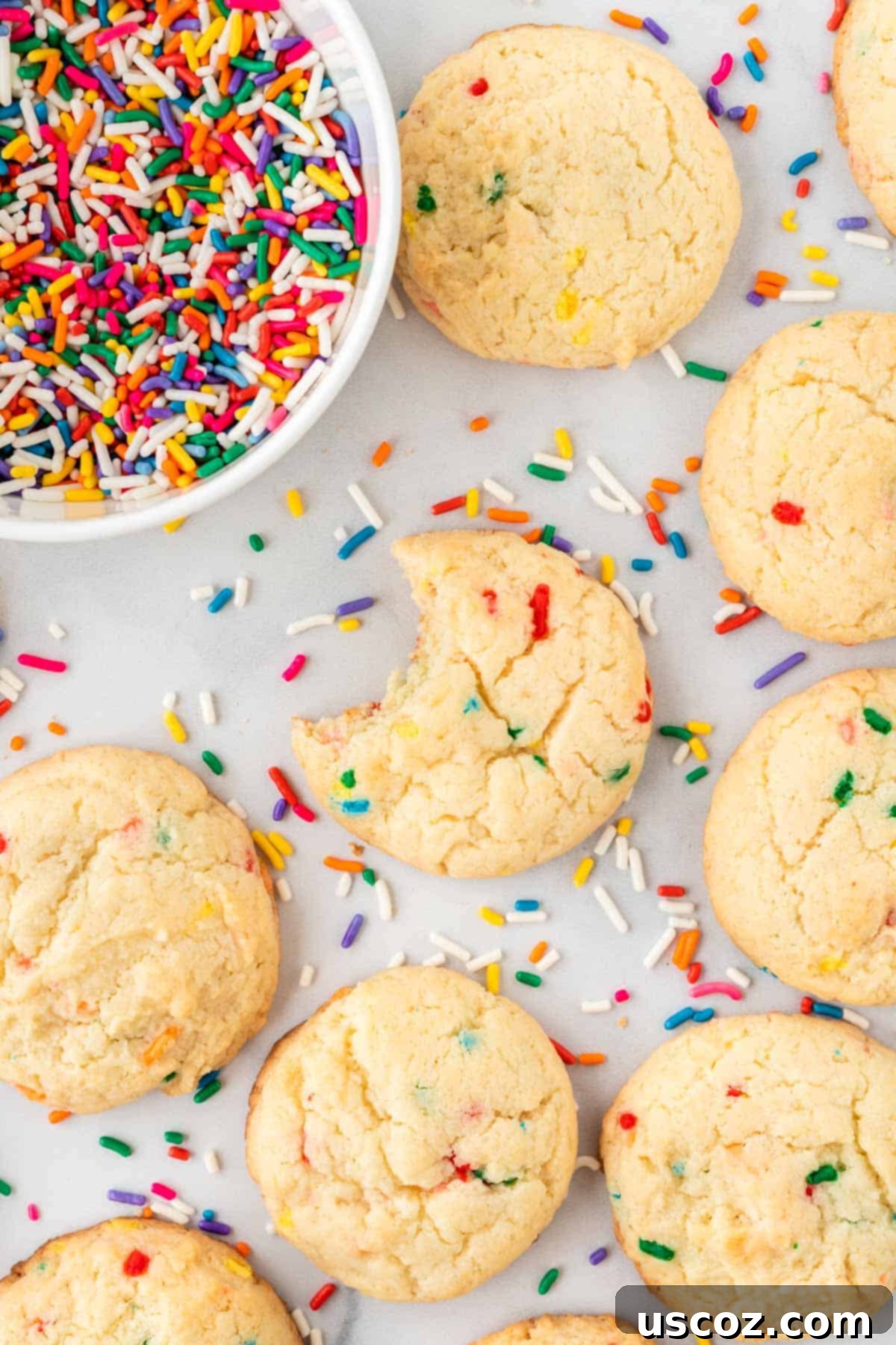 Effortless Rainbow Cake Cookies 2 Soft and chewy Funfetti cookies made from cake mix, a truly easy cookie recipe.