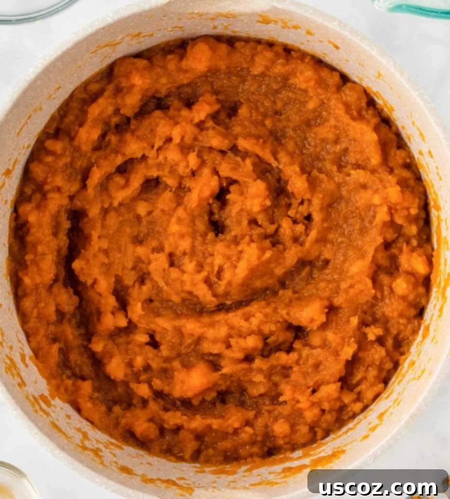 Golden Sweet Potato Marshmallow Bake 11 sweet potato casserole filling mixed together