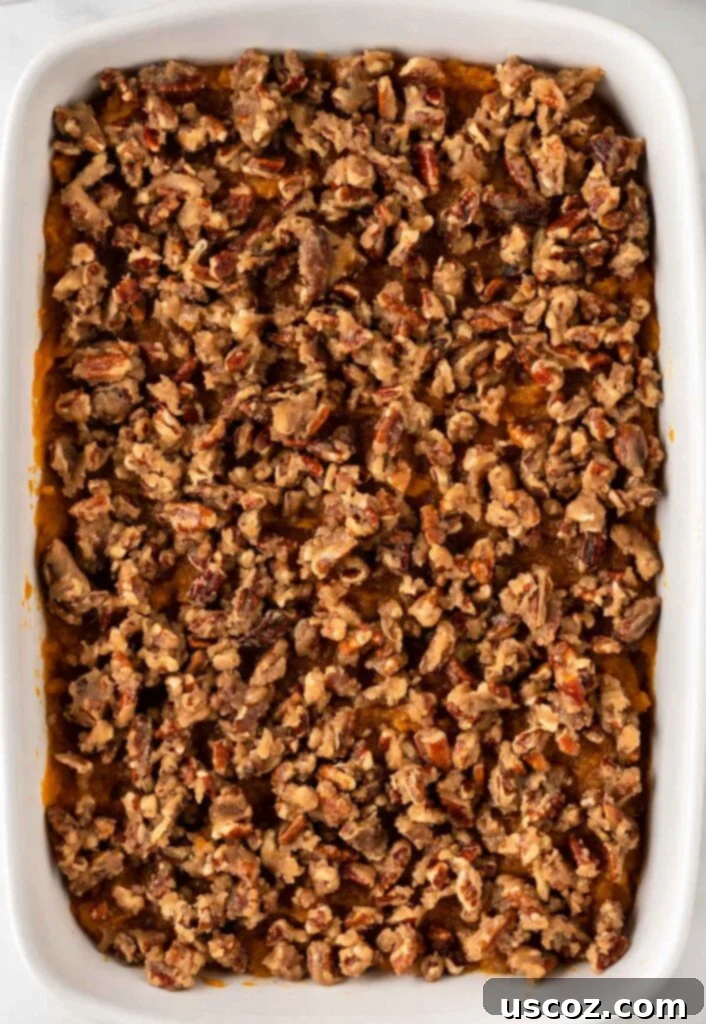 Golden Sweet Potato Marshmallow Bake 15 sweet potato casserole with pecan topping
