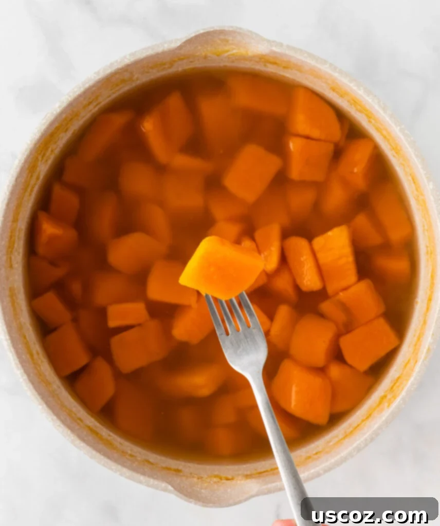 Golden Sweet Potato Marshmallow Bake 7 boiled sweet potato pierced with a fork