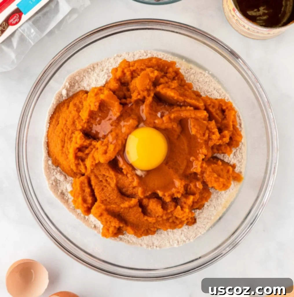 Easy Pumpkin Cake Mix Cookies 7 adding canned pumpkin to the cake mix and egg