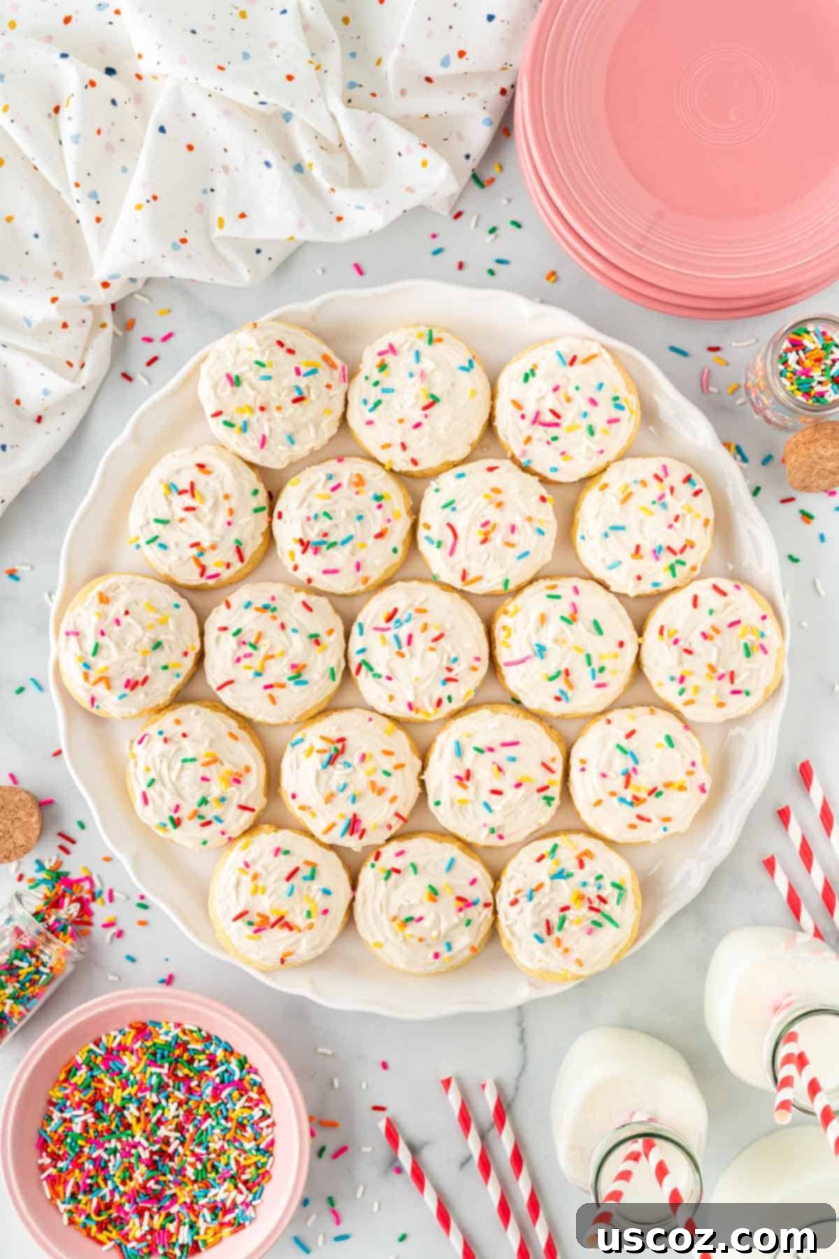 Effortless Cake Mix Sugar Cookies 13 cake mix sugar cookies on a serving platter