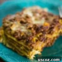 Robust Vegetarian Lasagna 9 Close-up of a delicious slice of Meaty Vegetarian Lasagna