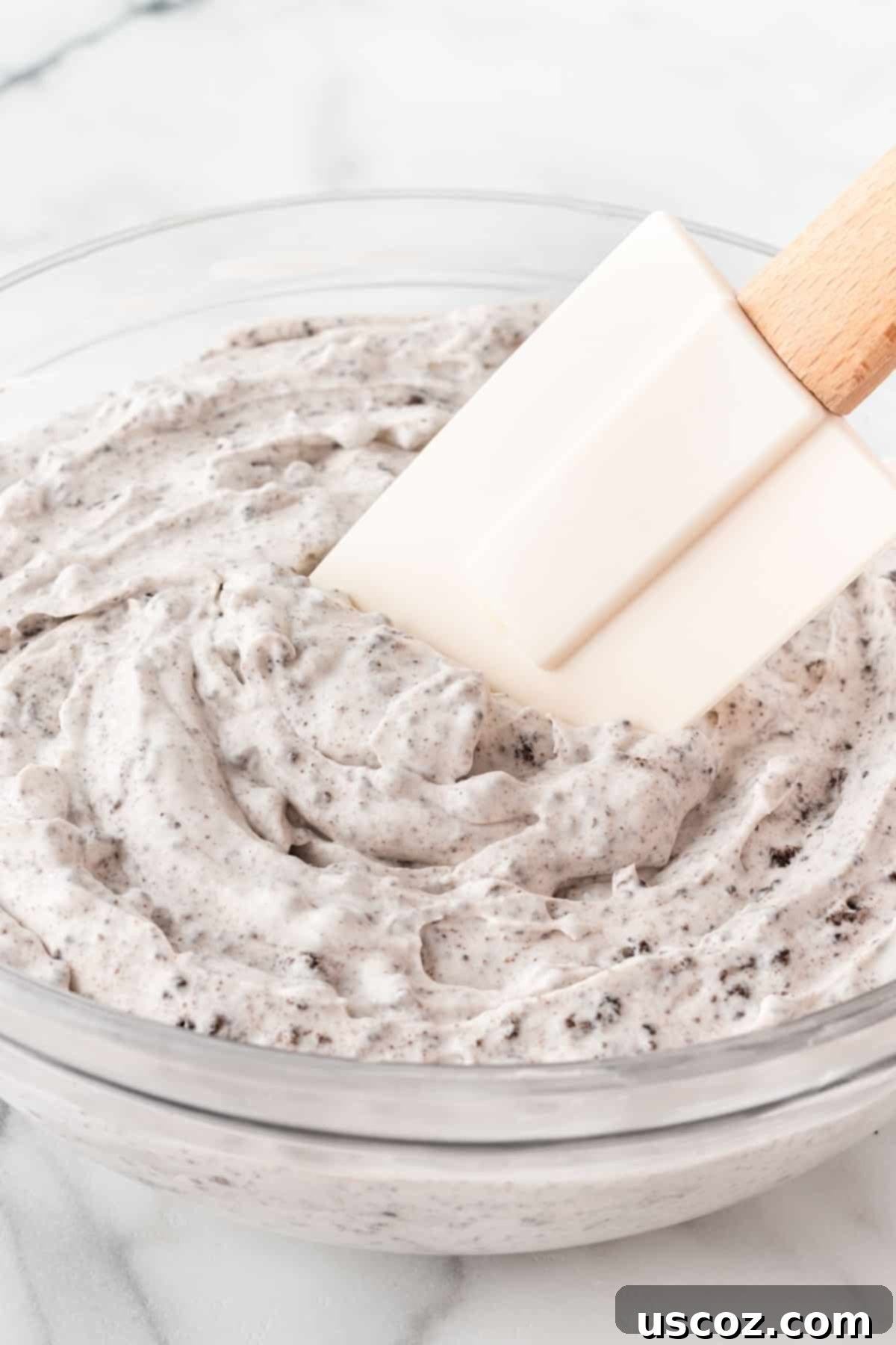 Creamy Oreo Dip 10 Another view of the delicious Oreo dip, ready to be chilled