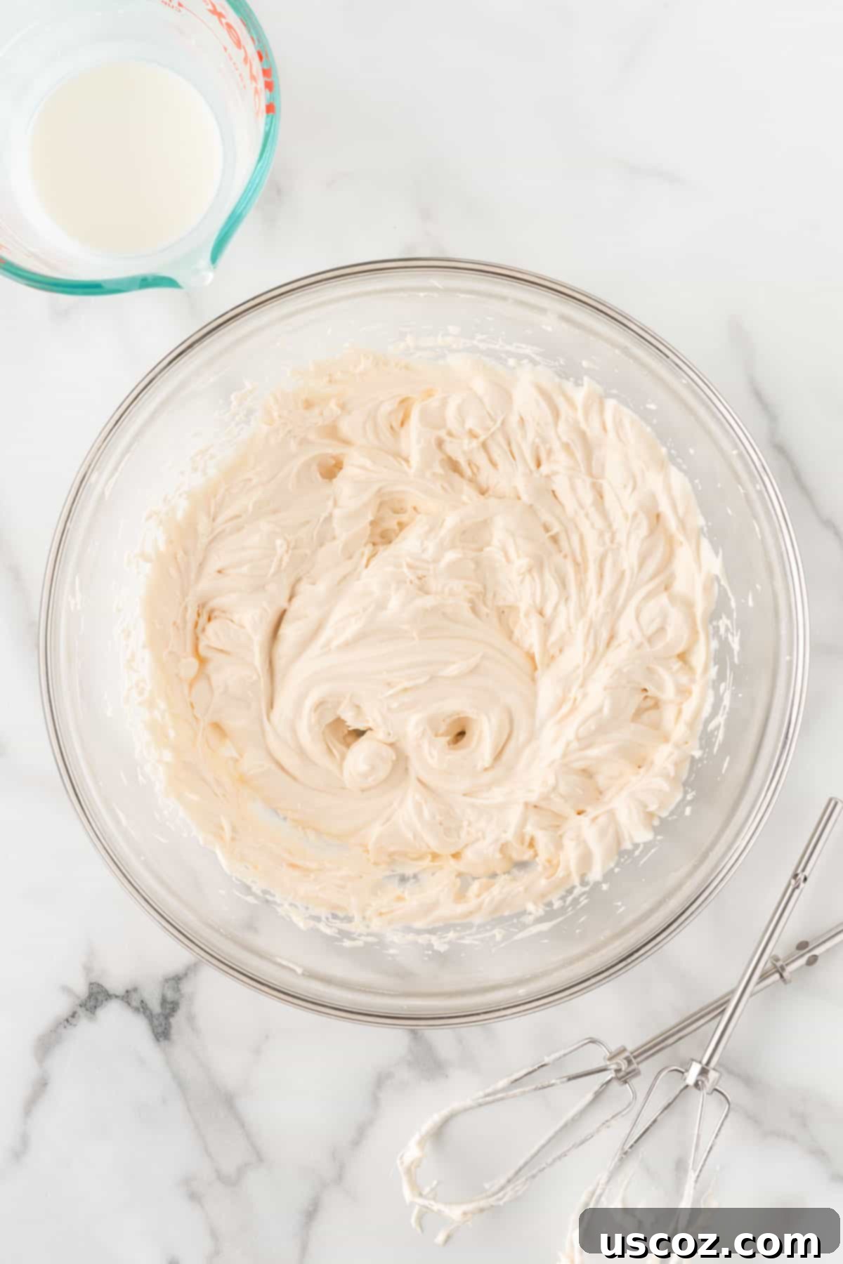 Creamy Cheesecake Fruit Delight 5 homemade whipped cream in a bowl