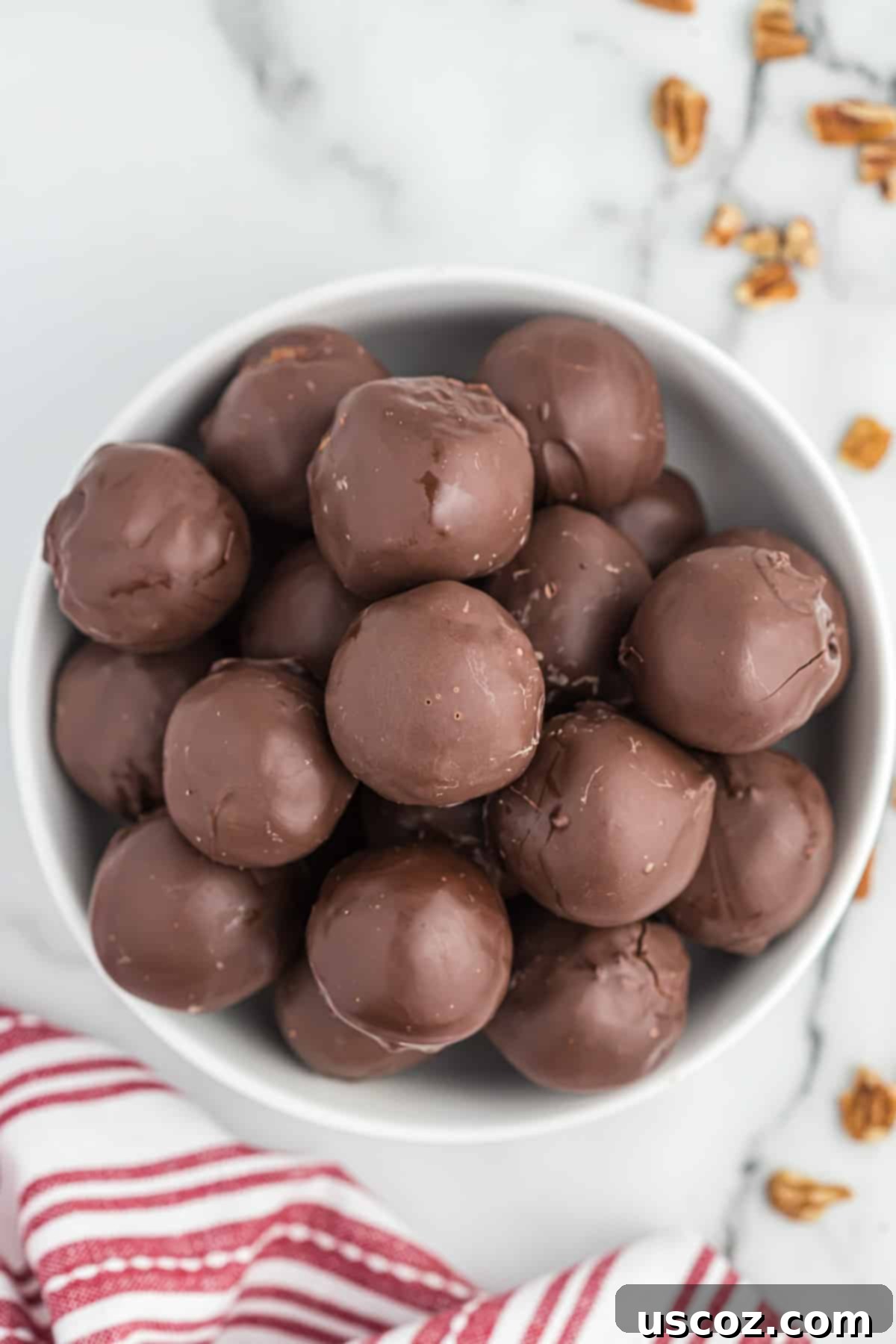 Pecan Pie Truffles 3 a platter of delicious chocolate covered pecan pie balls
