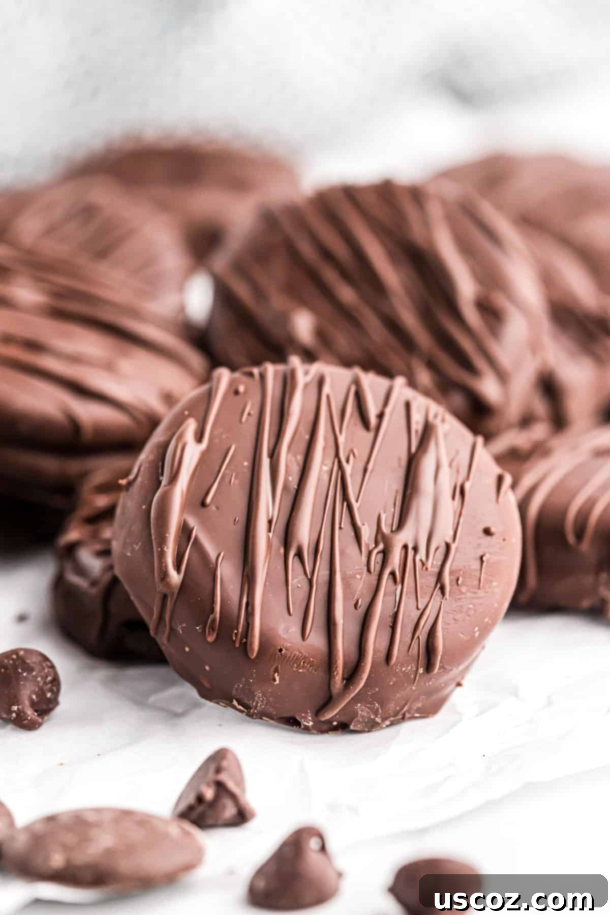 Decadent Chocolate Dipped Oreos 8 chocolate covered oreos on wax paper