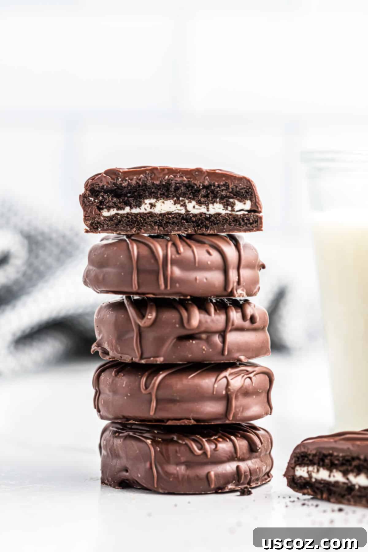 Decadent Chocolate Dipped Oreos 10 chocolate covered oreos stacked