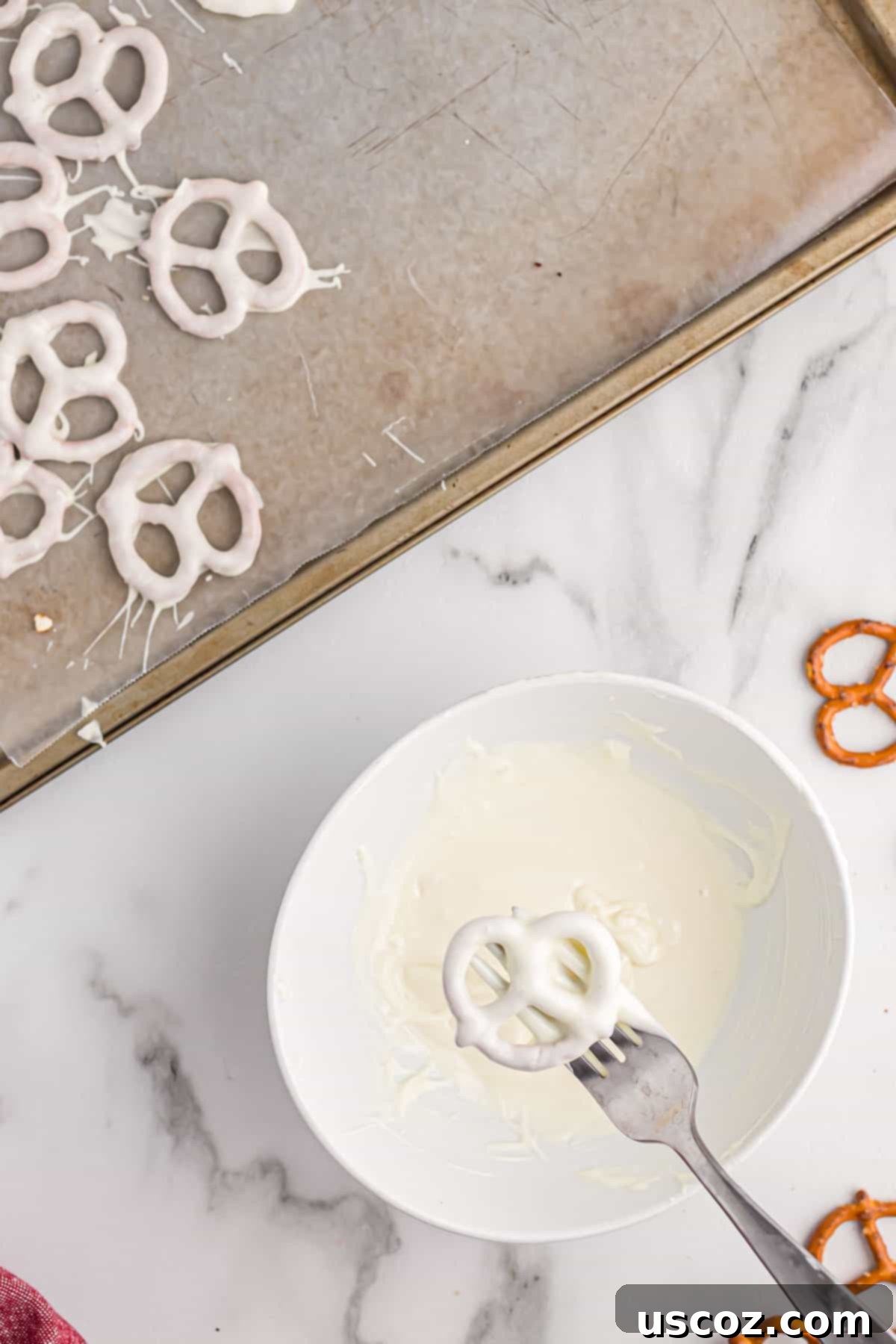 Chocolate Pretzel Perfection 8 A mini pretzel fully coated in smooth white chocolate.