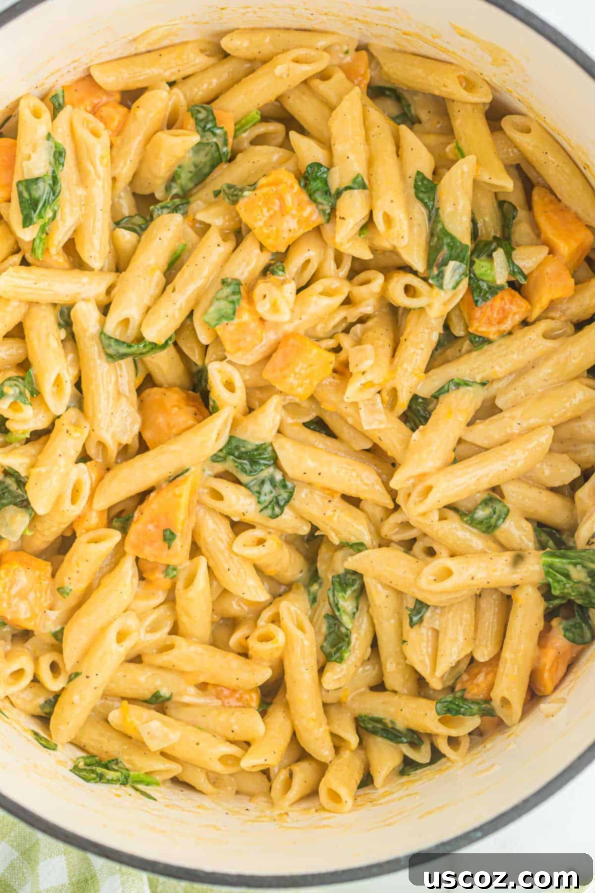 Golden Sweet Potato Strands 13 bowl of sweet potato pasta with spinach