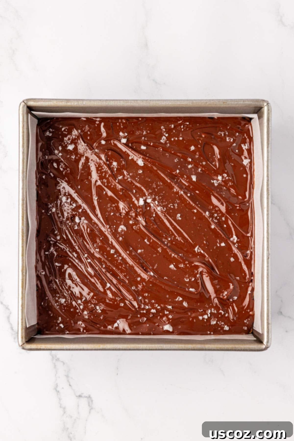 Protein-Packed Chocolate Bars 9 Melted chocolate topping on protein bars, sprinkled with flaky sea salt