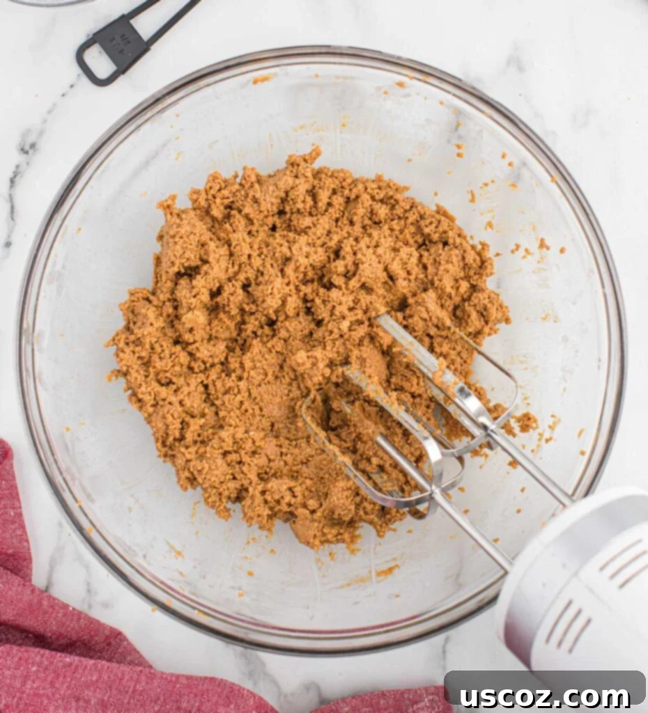 No-Bake Peanut Butter Graham Bites 8 Peanut butter ball batter in a bowl, showing the combined texture with graham cracker crumbs.
