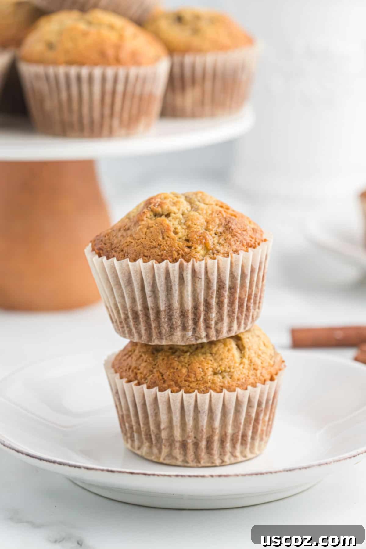 Foolproof Banana Bread Muffins 13 two muffins stacked