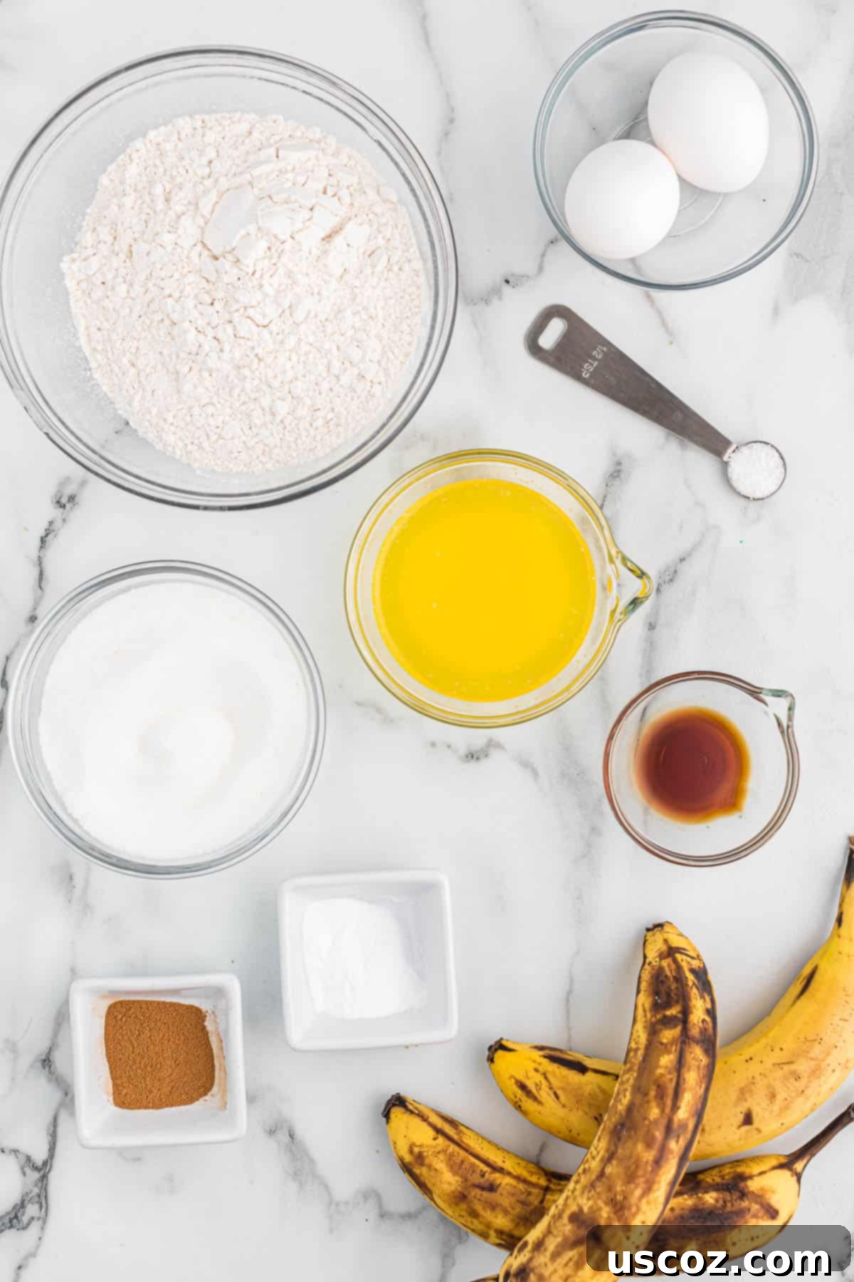 Foolproof Banana Bread Muffins 4 ingredients needed to make easy banana bread muffins