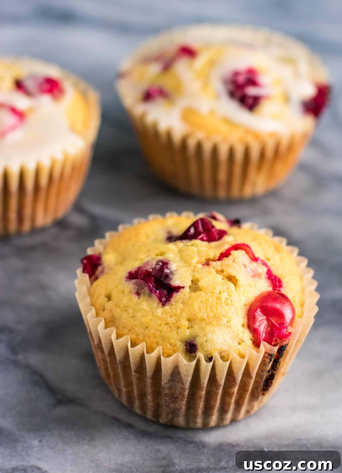 Luscious Cranberry Cream Cheese Muffins 4 Muffin batter with fresh cranberries folded in, ready to be scooped into muffin liners for baking.