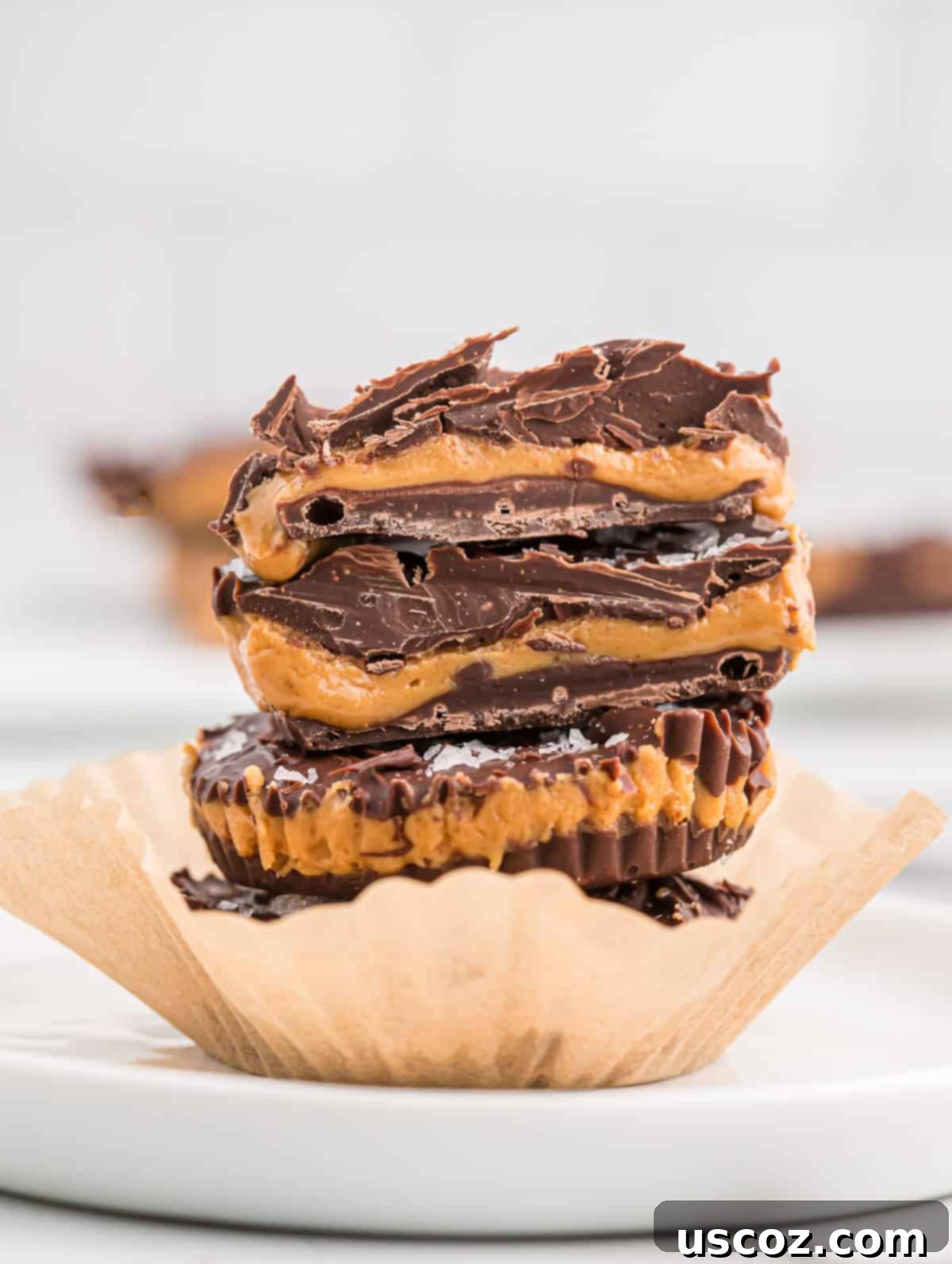 Homemade Peanut Butter Cups 12 peanut butter cups stacked