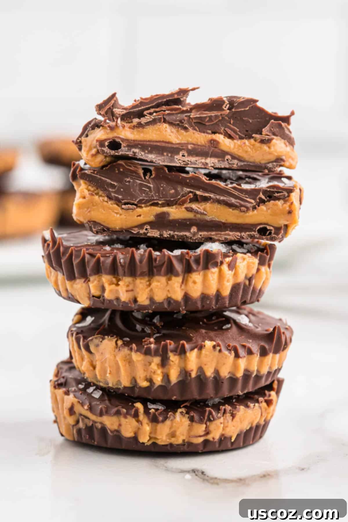 Homemade Peanut Butter Cups 13 peanut butter cups stacked