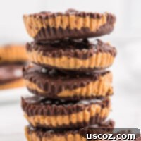 Homemade Peanut Butter Cups 15 homemade peanut butter cups stacked