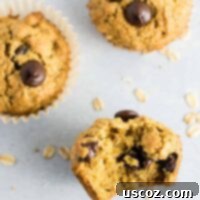 Chewy Oatmeal Chocolate Chip Cookie Muffins 11 Oatmeal chocolate chip cookie muffins - breakfast that tastes like dessert! #chocolatechipmuffins #healthy #breakfast #wholewheat #oatmealchocolatechip